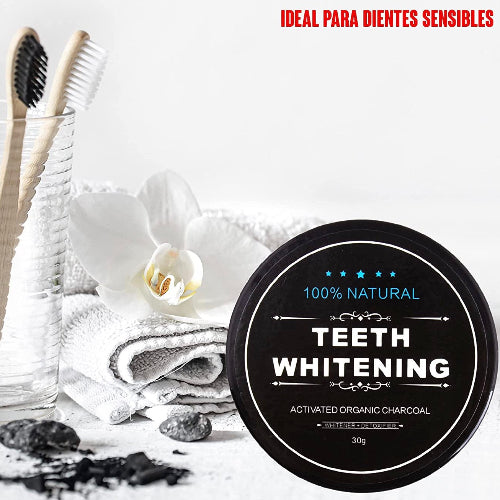 Blanqueador con carbón activo vegano + cepillo de bambú